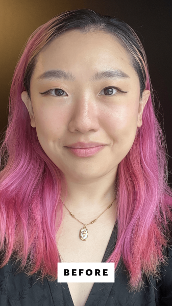 Han before applying the Eadem Le Chouchou Exfoliating Softening Peptide Lip Balm