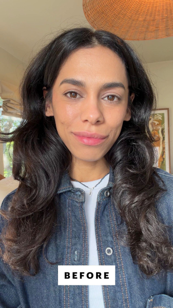 Shanna Shipin before applying the Chanel Rouge Coco Baume Before